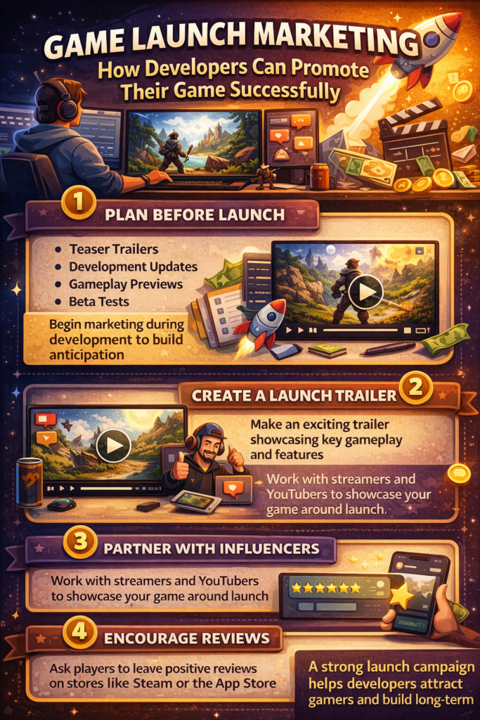 infographic on game launch marketing